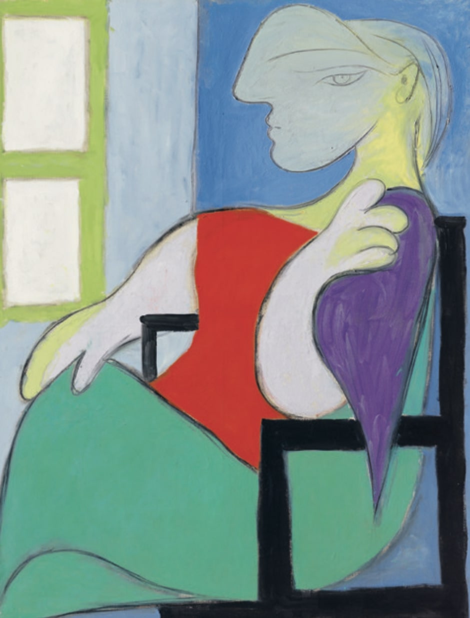 Pablo Picasso: Femme assise près d’une fenêtre (Marie-Thérèse) (Ablaknál ülő nő – Marie-Thérèse [Walter]), 1932, olaj, vászon, 146 × 114 cm, © Christie's Images Ltd 2022, © Succession Picasso / HUNGART © 2022